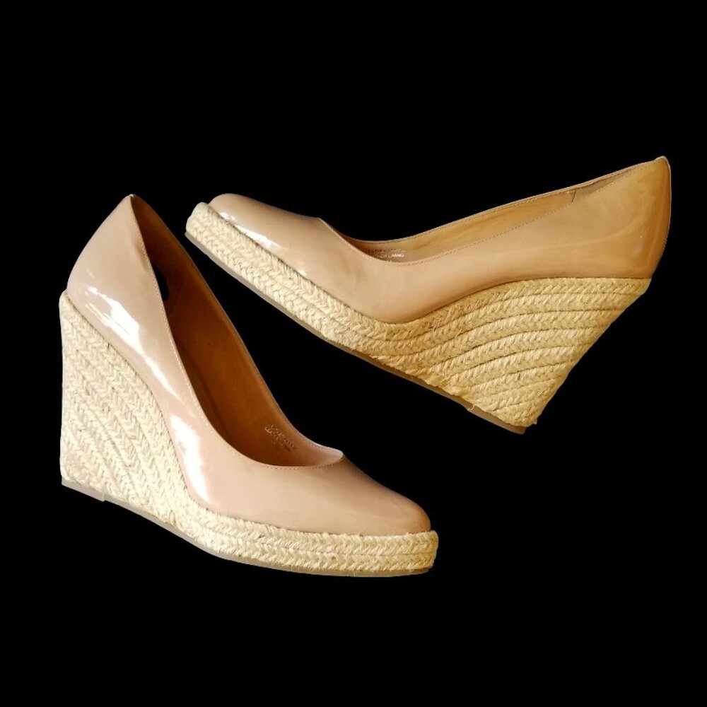 Via Spiga Quip Espadrille Wedges, Nude, Size 10